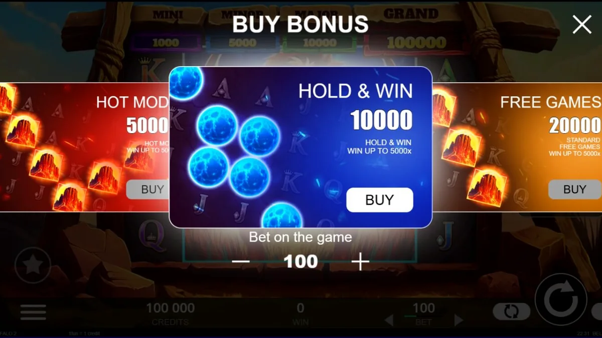 Tampilan visual slot Big Wild Buffalo 2 dengan latar belakang pemandangan alam Amerika.